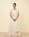 Dark Cream Floral Mirror Work Lehenga